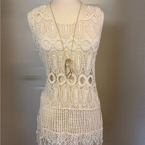 Cream Crochet Sleeveless Top